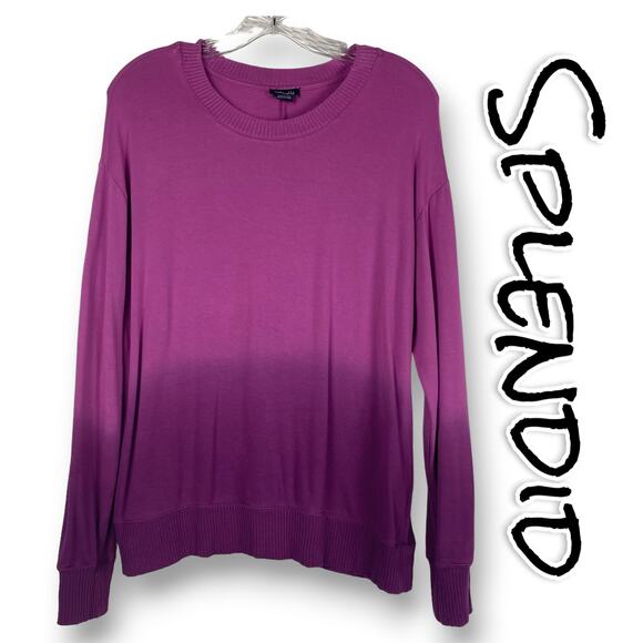 Splendid Tops - Splendid Ombre Purple Fleece Top Oversized Relaxed Womens Size Small